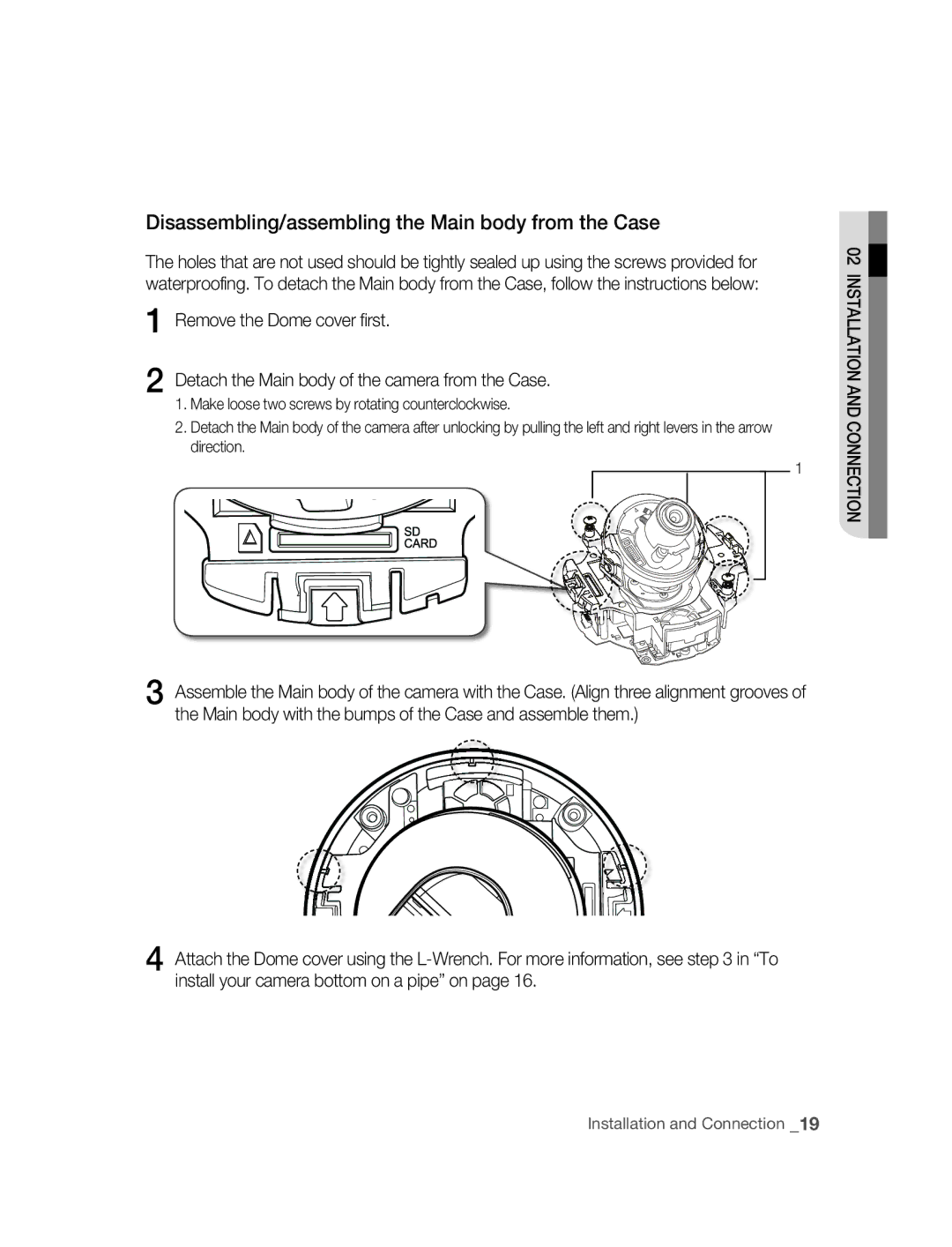 Samsung SNC-B5395P manual Disassembling/assembling the Main body from the Case 