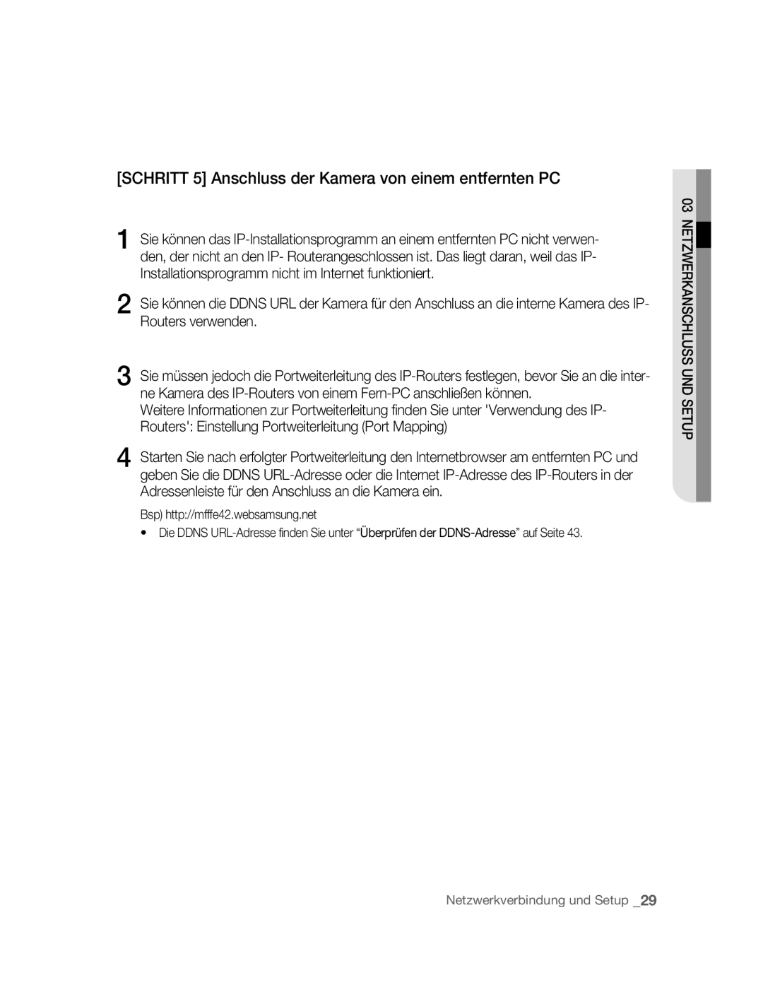 Samsung SNC-B5395P manual Schritt 5 Anschluss der Kamera von einem entfernten PC 