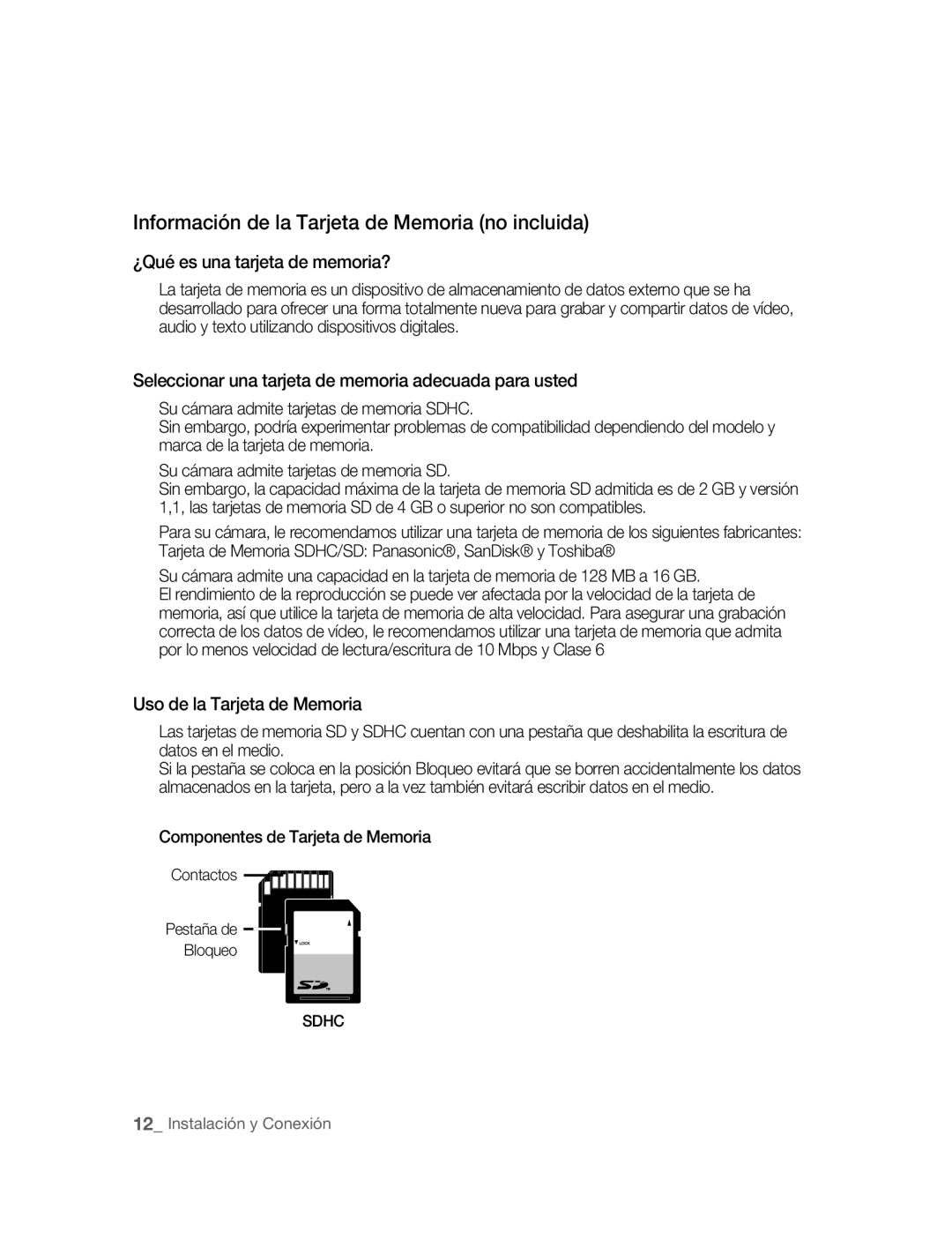 Samsung SNC-B5395P manual Información de la Tarjeta de Memoria no incluida, ¿Qué es una tarjeta de memoria? 