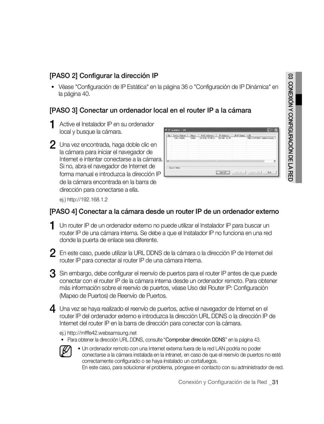 Samsung SNC-B5395P manual Paso 2 Configurar la dirección IP 