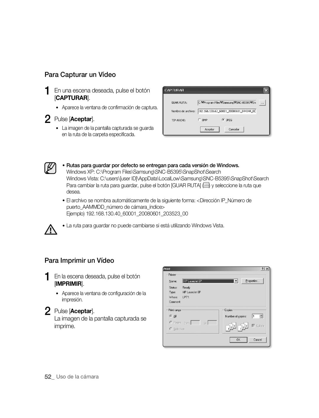 Samsung SNC-B5395P manual Para Capturar un Vídeo 