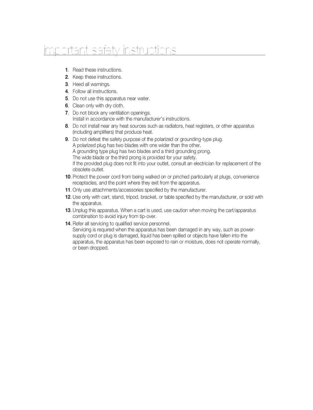 Samsung SNC-B5395P manual Important safety instructions 