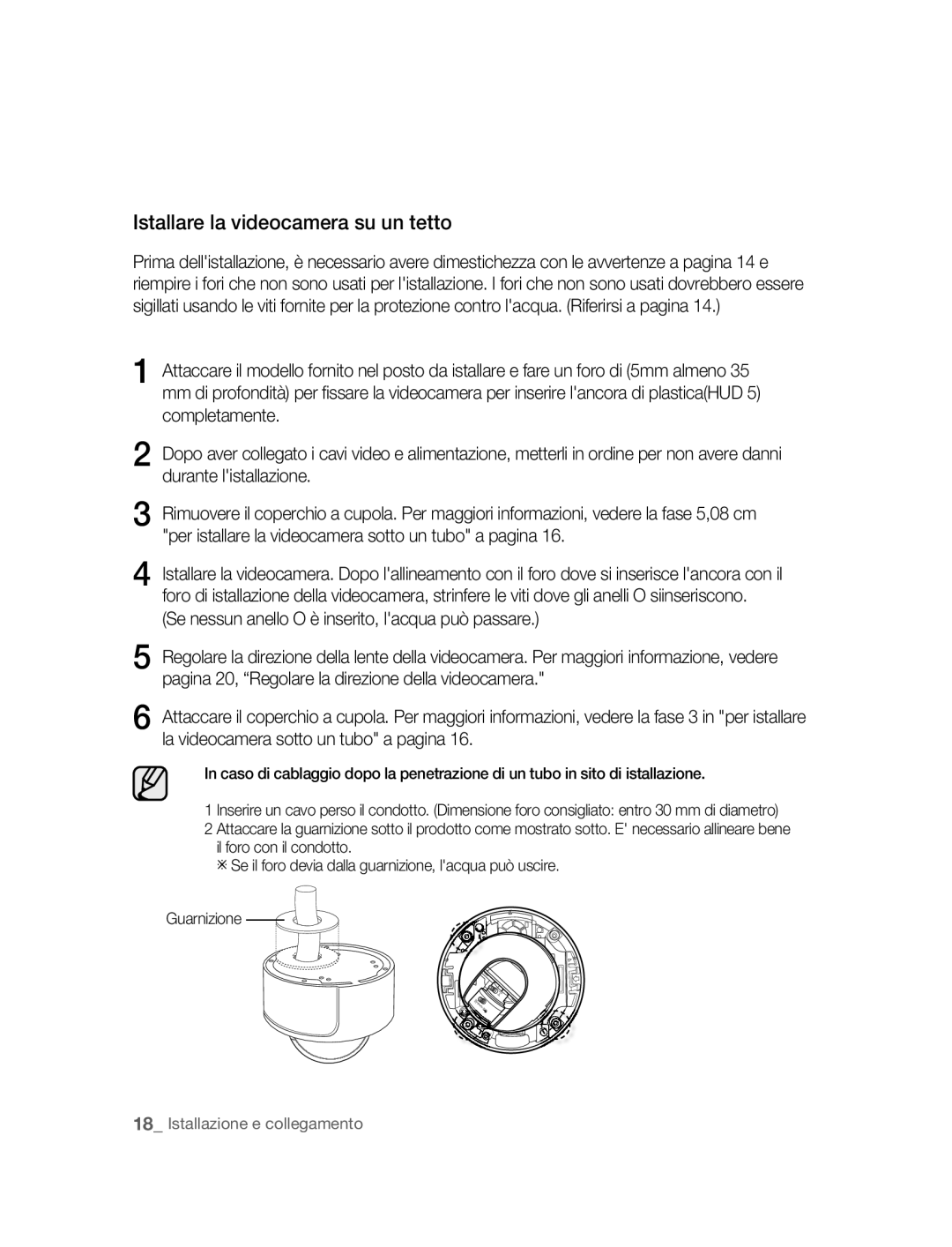 Samsung SNC-B5395P manual Istallare la videocamera su un tetto 