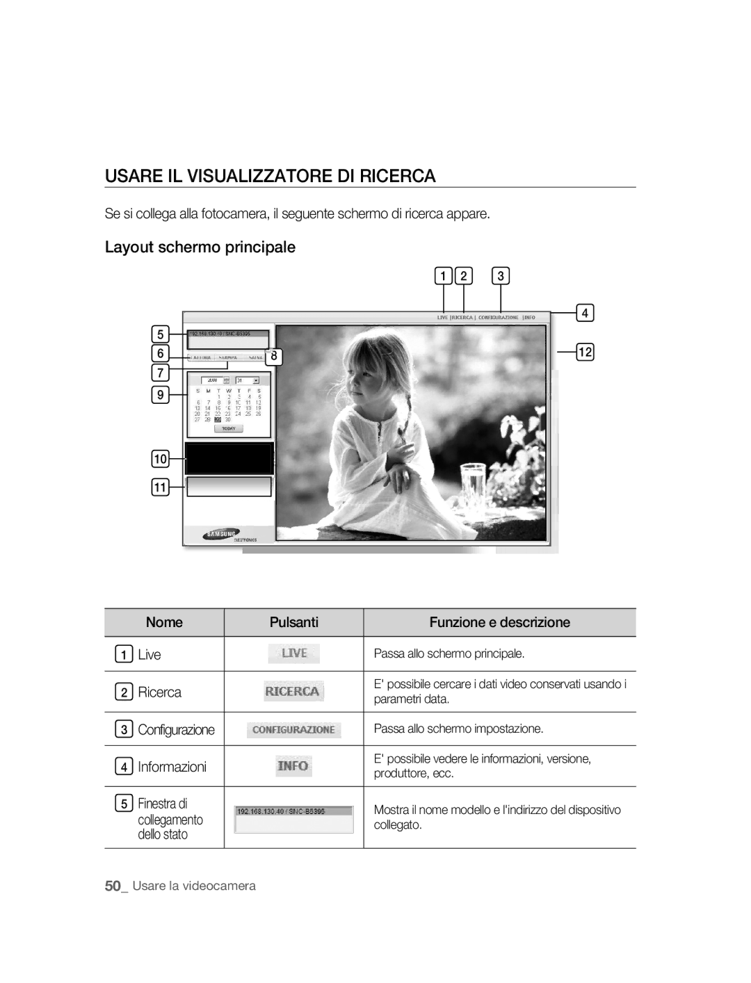 Samsung SNC-B5395P manual Usare IL Visualizzatore DI Ricerca 