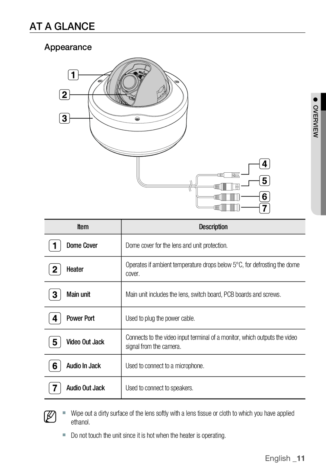 Samsung SNC-B5399P user manual AT a Glance, Appearance 