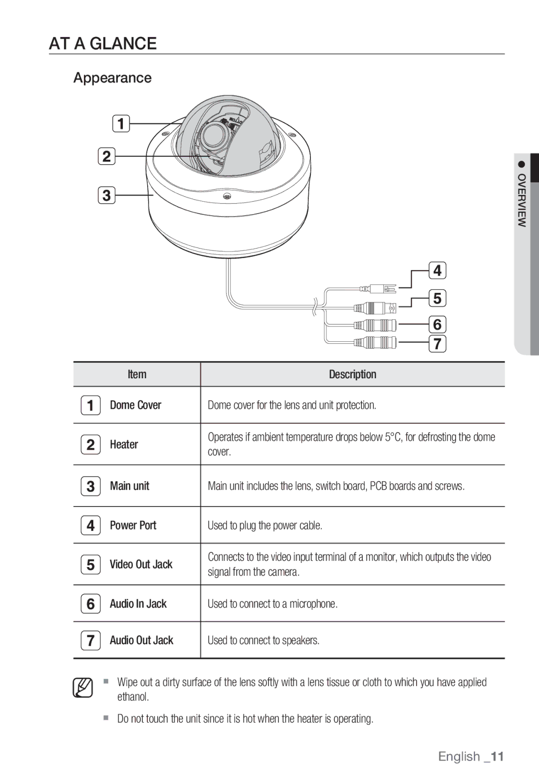 Samsung SNC-B5399P manual AT a Glance, Appearance 