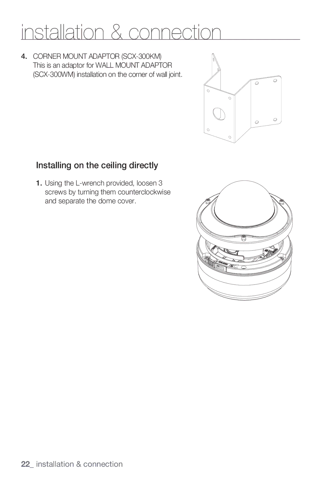 Samsung SNC-B5399P manual Installing on the ceiling directly 