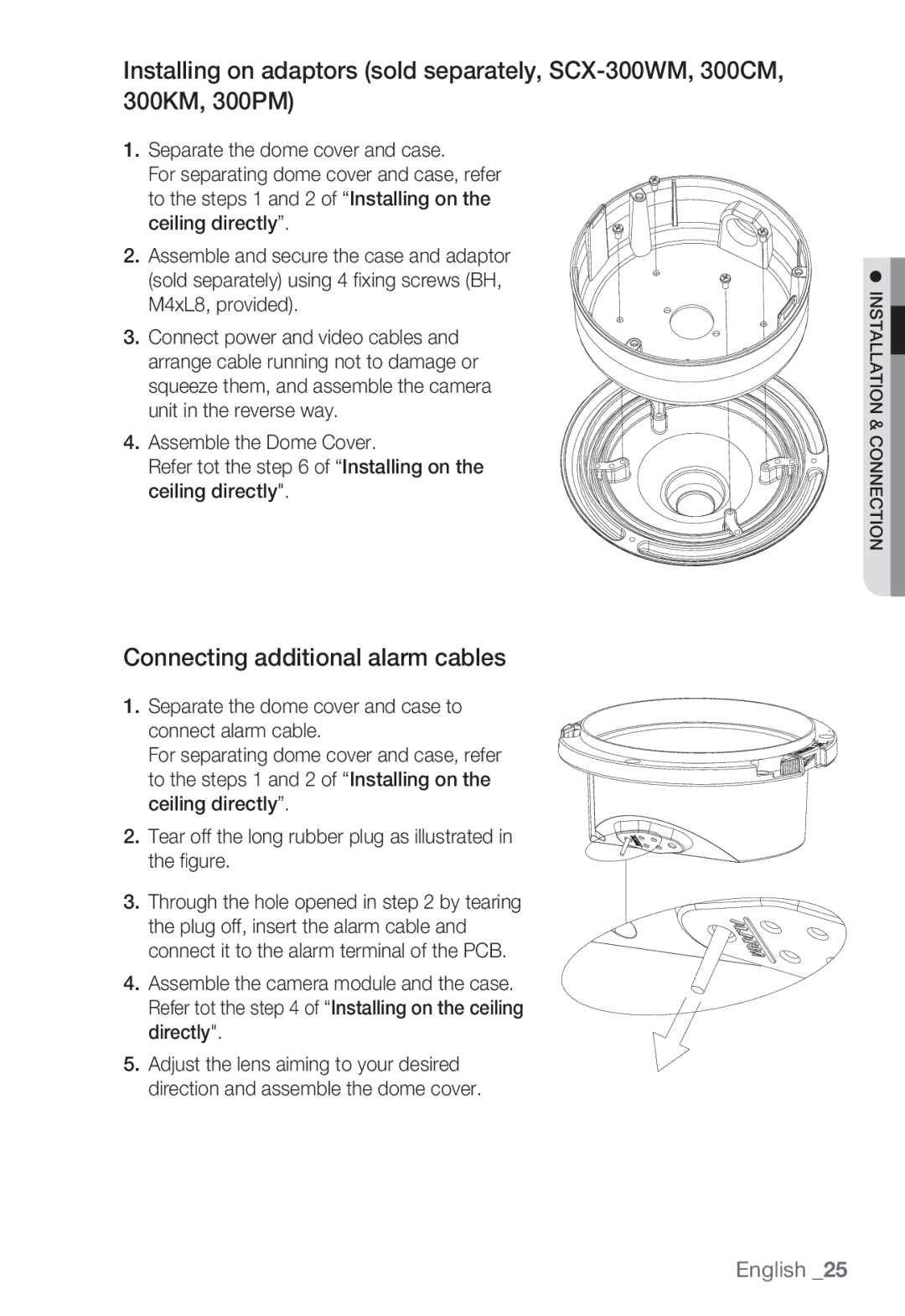 Samsung SNC-B5399P manual Connecting additional alarm cables 