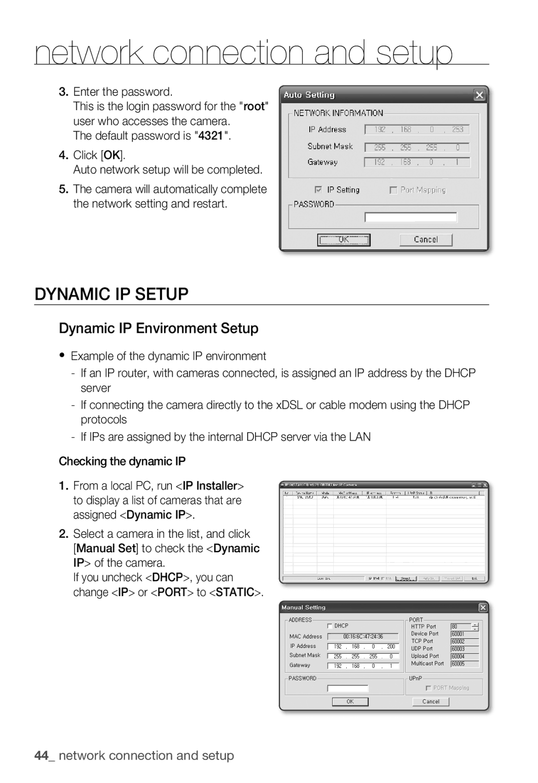 Samsung SNC-B5399P manual Dynamic IP Setup, Dynamic IP Environment Setup 