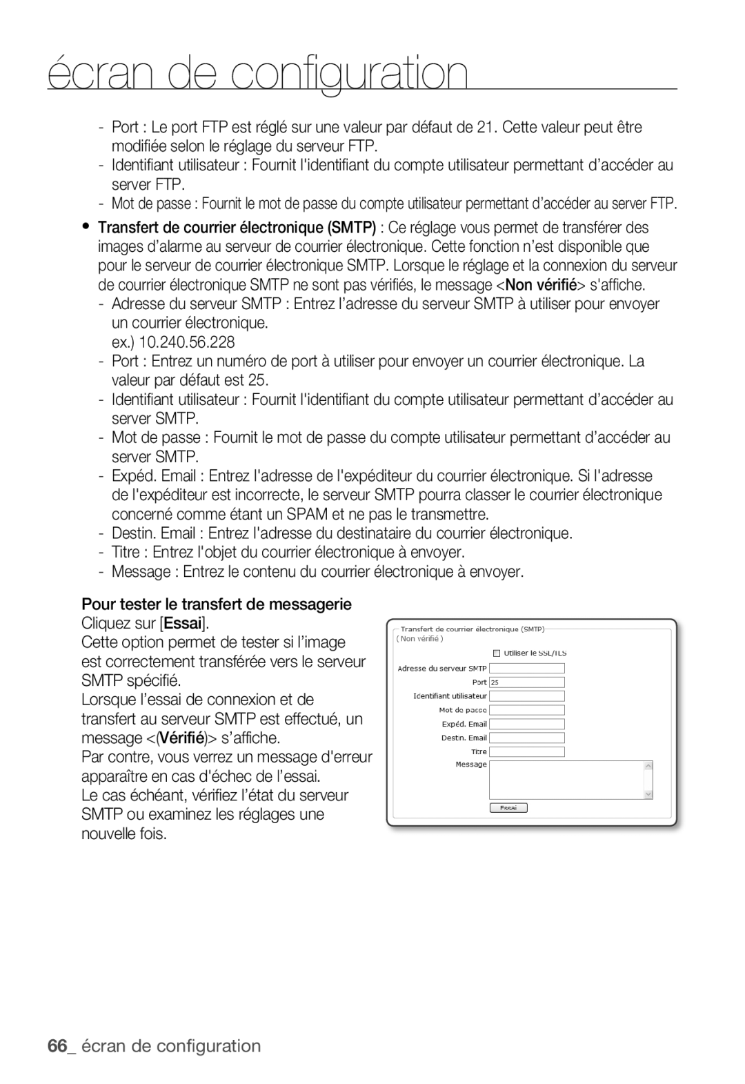 Samsung SNC-B5399P manual 66 écran de configuration 