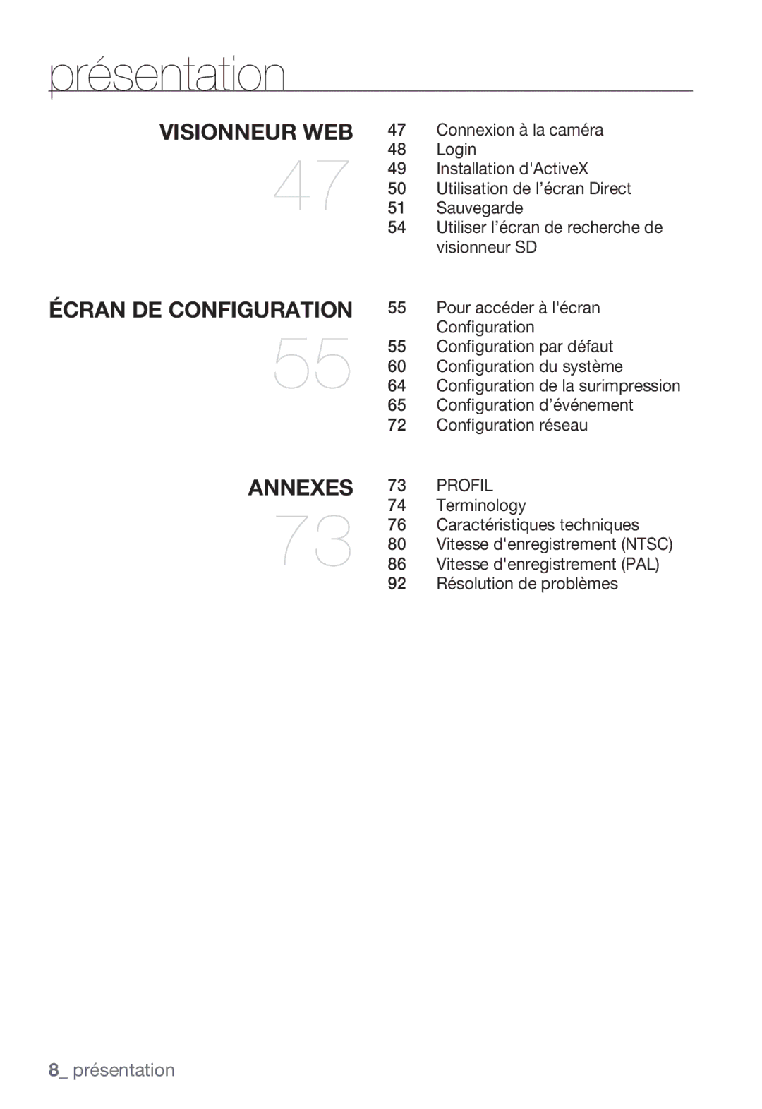 Samsung SNC-B5399P manual Profil 