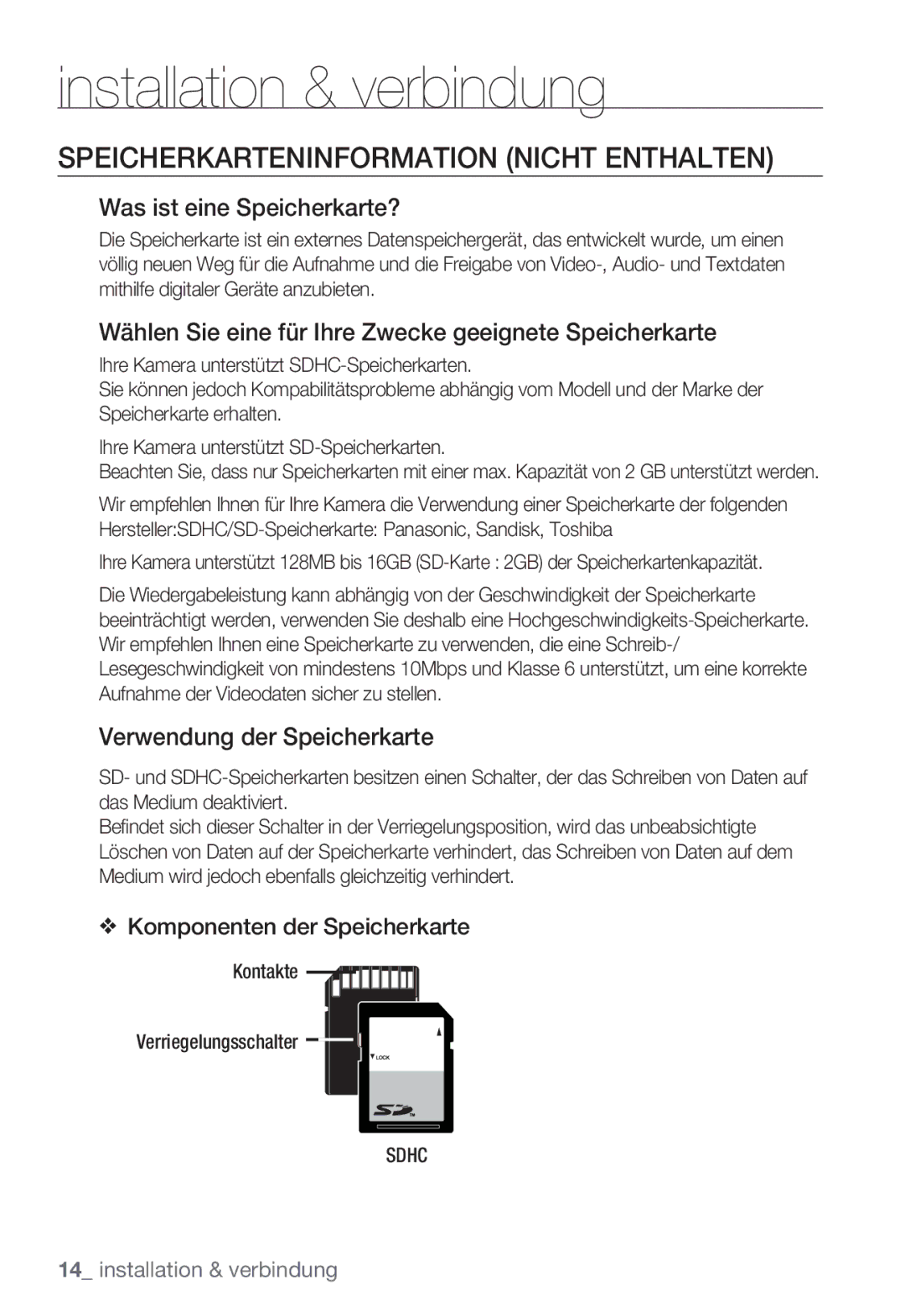 Samsung SNC-B5399P Speicherkarteninformation Nicht Enthalten, Was ist eine Speicherkarte?, Verwendung der Speicherkarte 