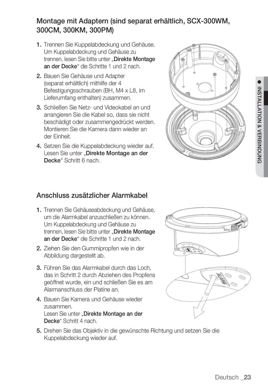 Samsung SNC-B5399P manual Anschluss zusätzlicher Alarmkabel 