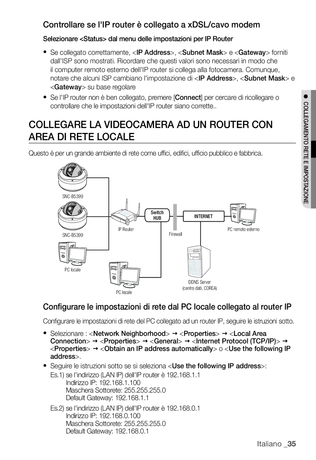 Samsung SNC-B5399P manual Controllare se lIP router è collegato a xDSL/cavo modem 