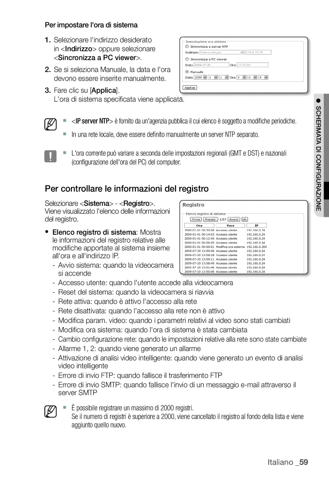 Samsung SNC-B5399P manual Per controllare le informazioni del registro, Aggiunto quello nuovo 