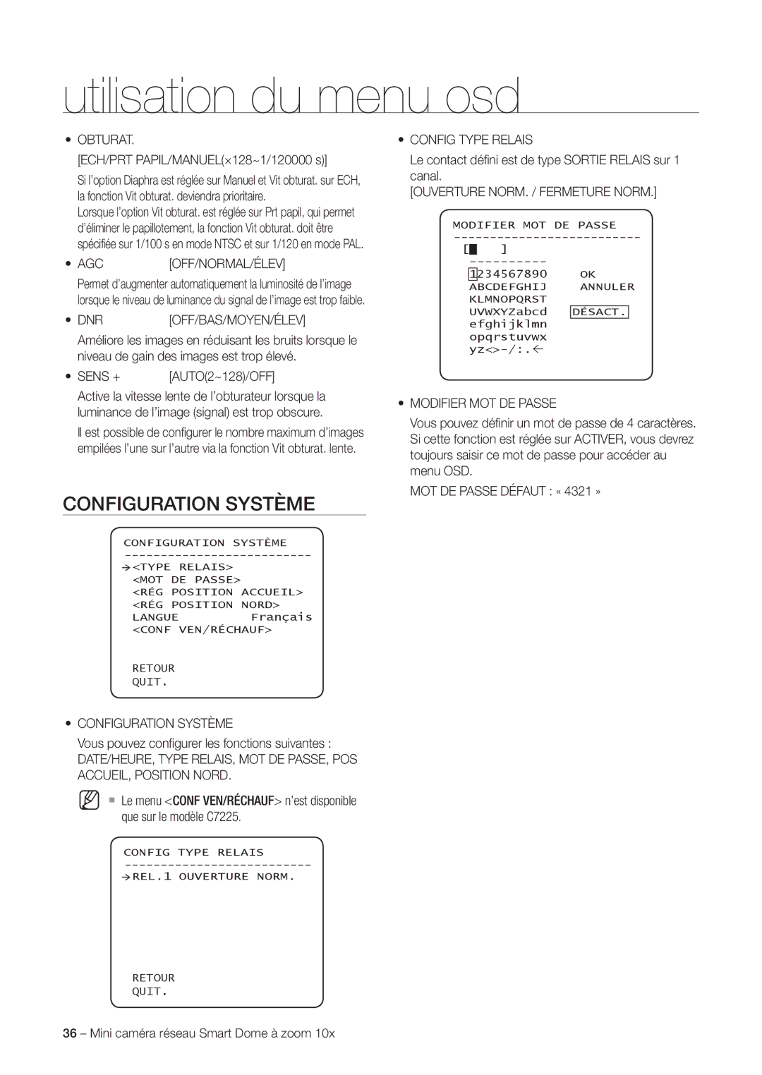 Samsung SNC-C6225P, SNC-C7225P manual Configuration Système 