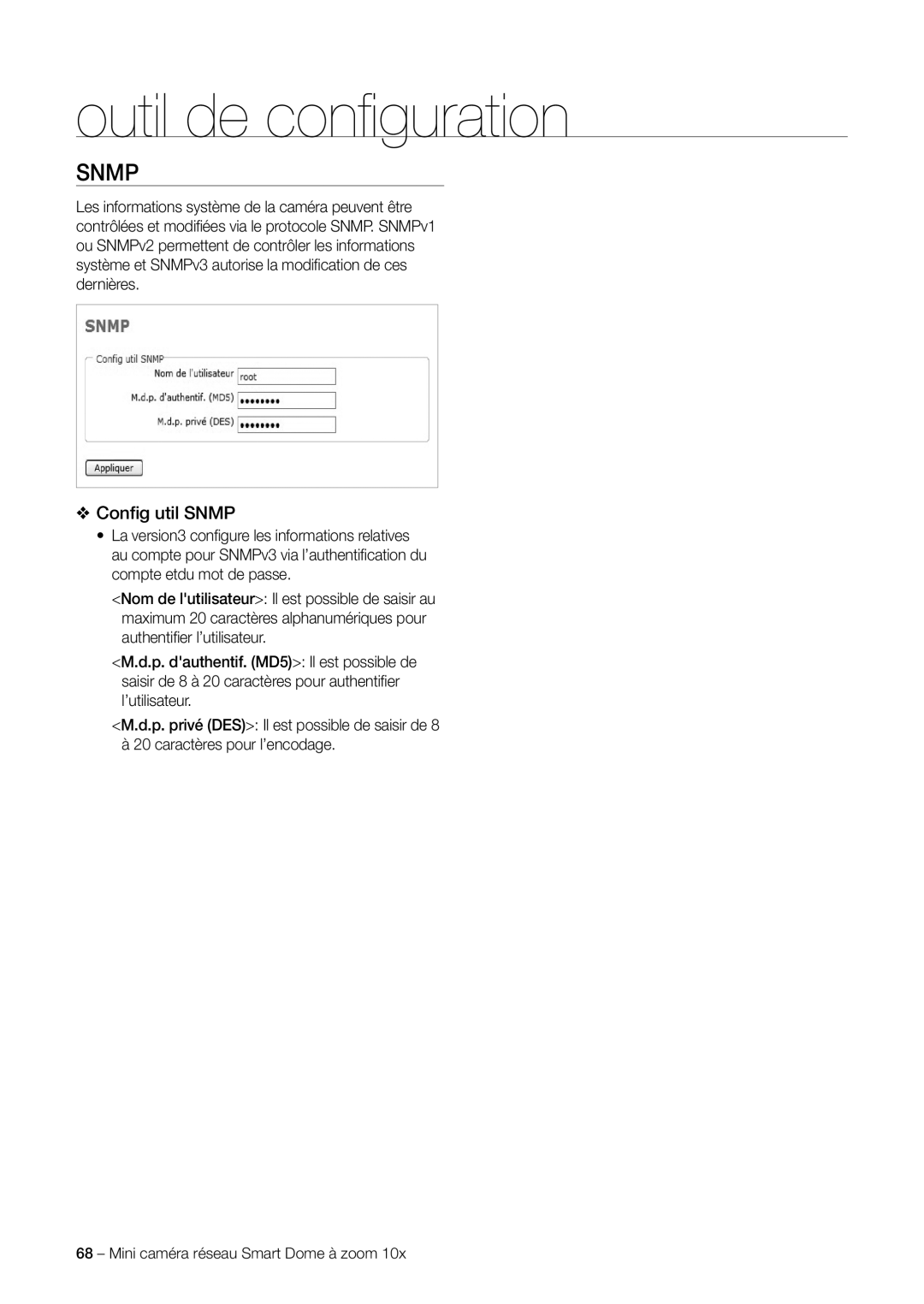 Samsung SNC-C6225P, SNC-C7225P manual Conﬁg util Snmp 