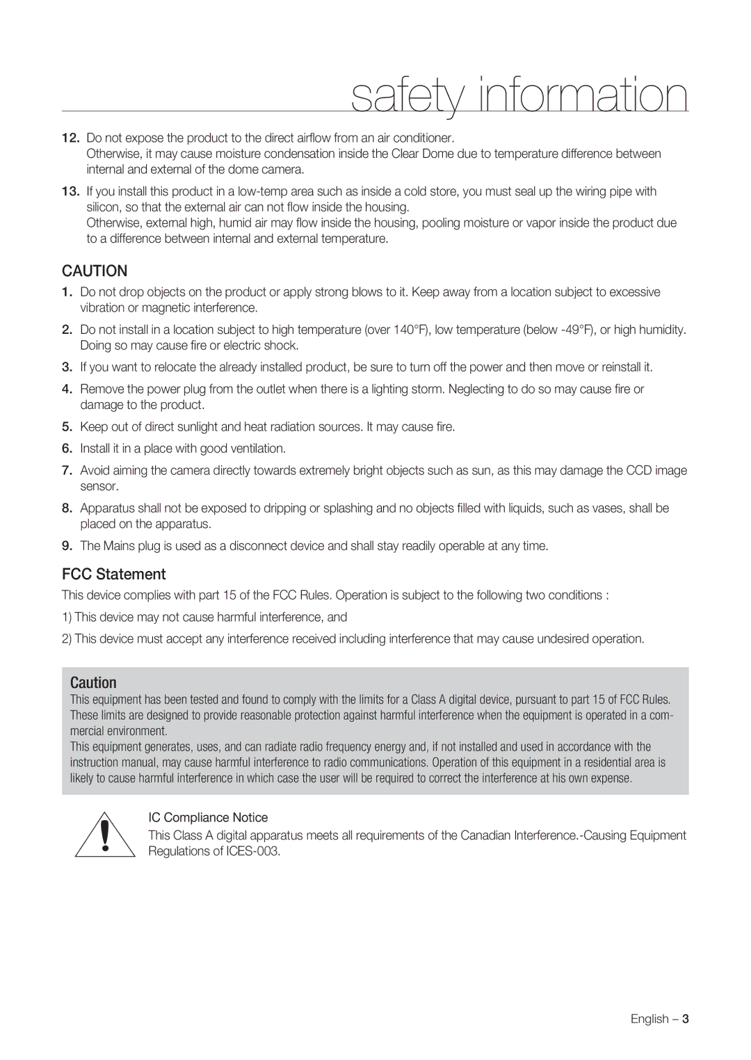 Samsung SNC-C7225P, SNC-C6225P manual FCC Statement 