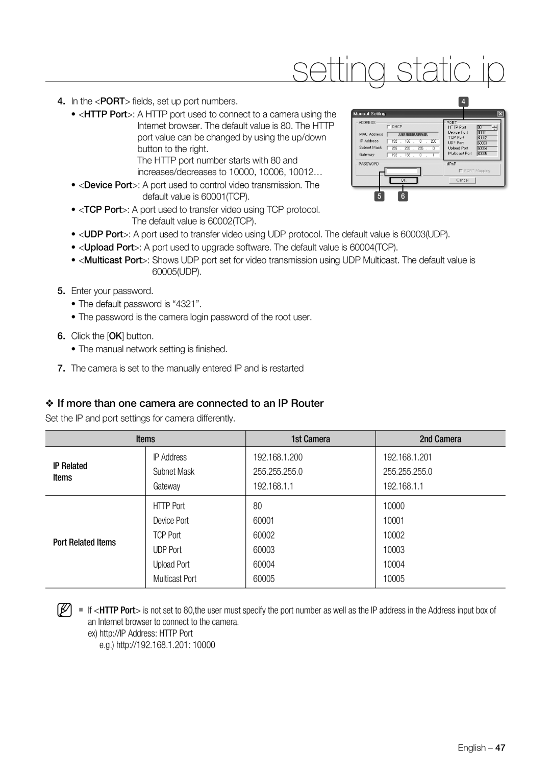 Samsung SNC-C7225P, SNC-C6225P manual If more than one camera are connected to an IP Router 