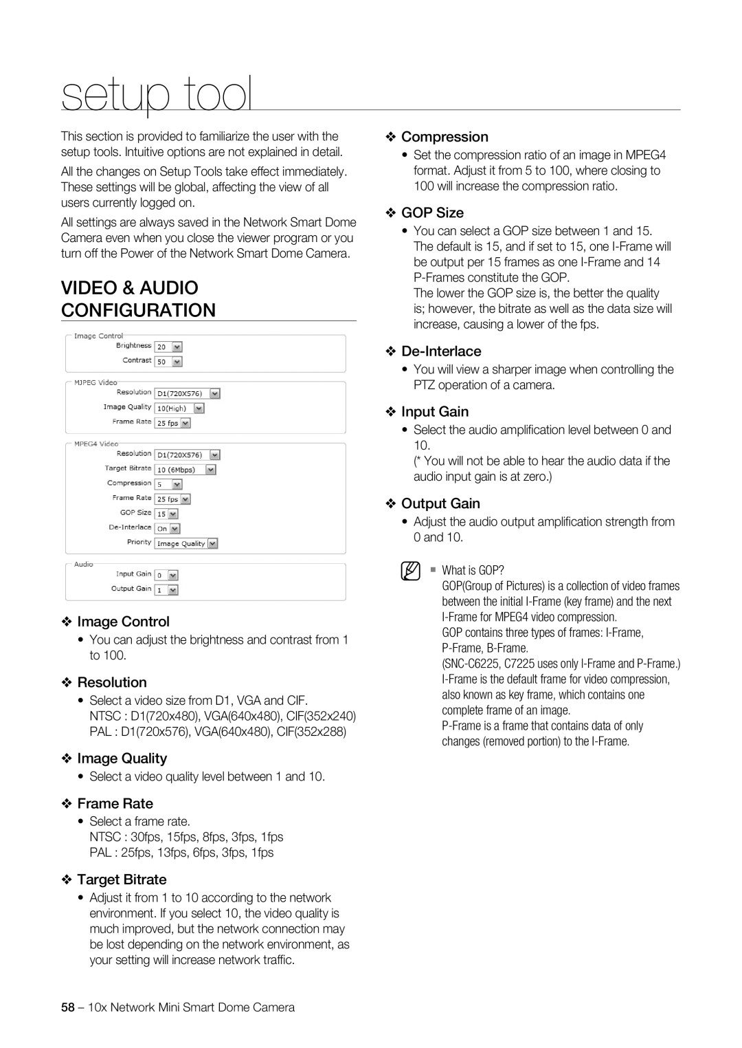 Samsung SNC-C6225P, SNC-C7225P manual Video & Audio Configuration 