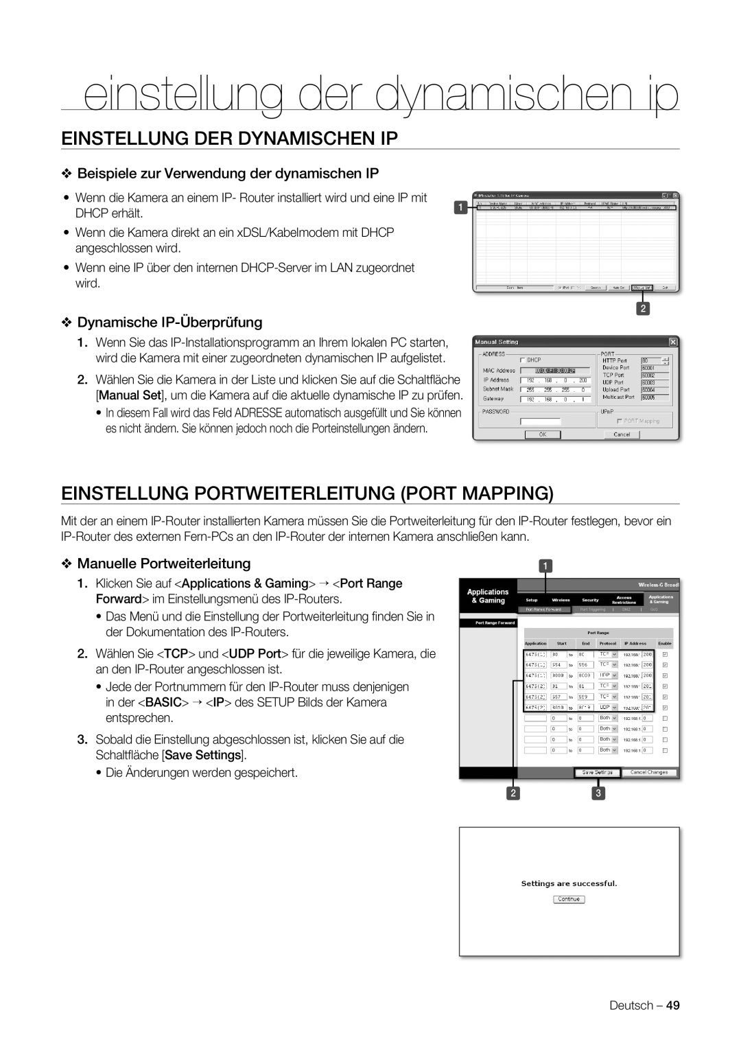 Samsung SNC-C7225P Einstellung DER Dynamischen IP, Einstellung Portweiterleitung Port Mapping, Dynamische IP-Überprüfung 