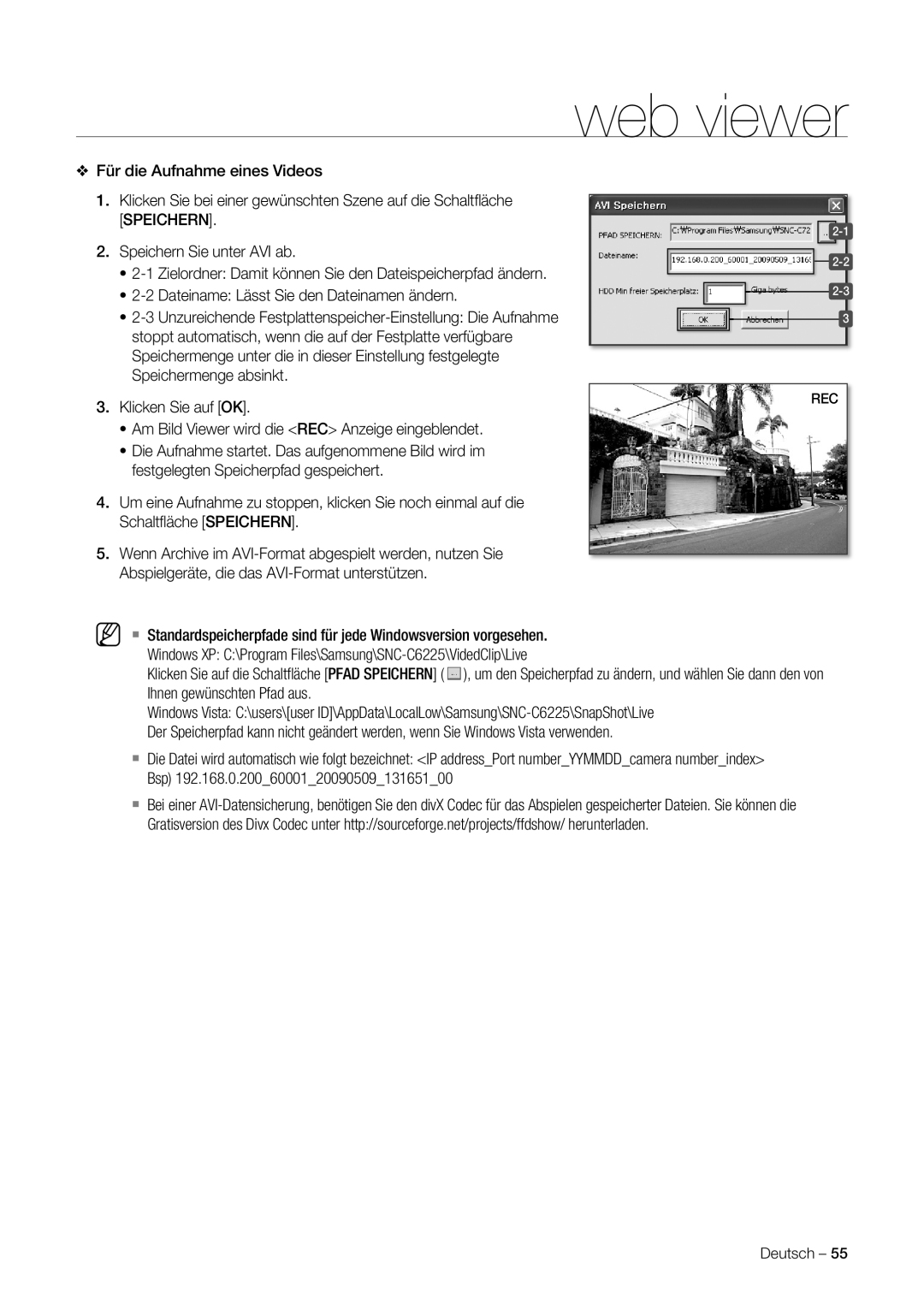 Samsung SNC-C7225P, SNC-C6225P manual Rec 