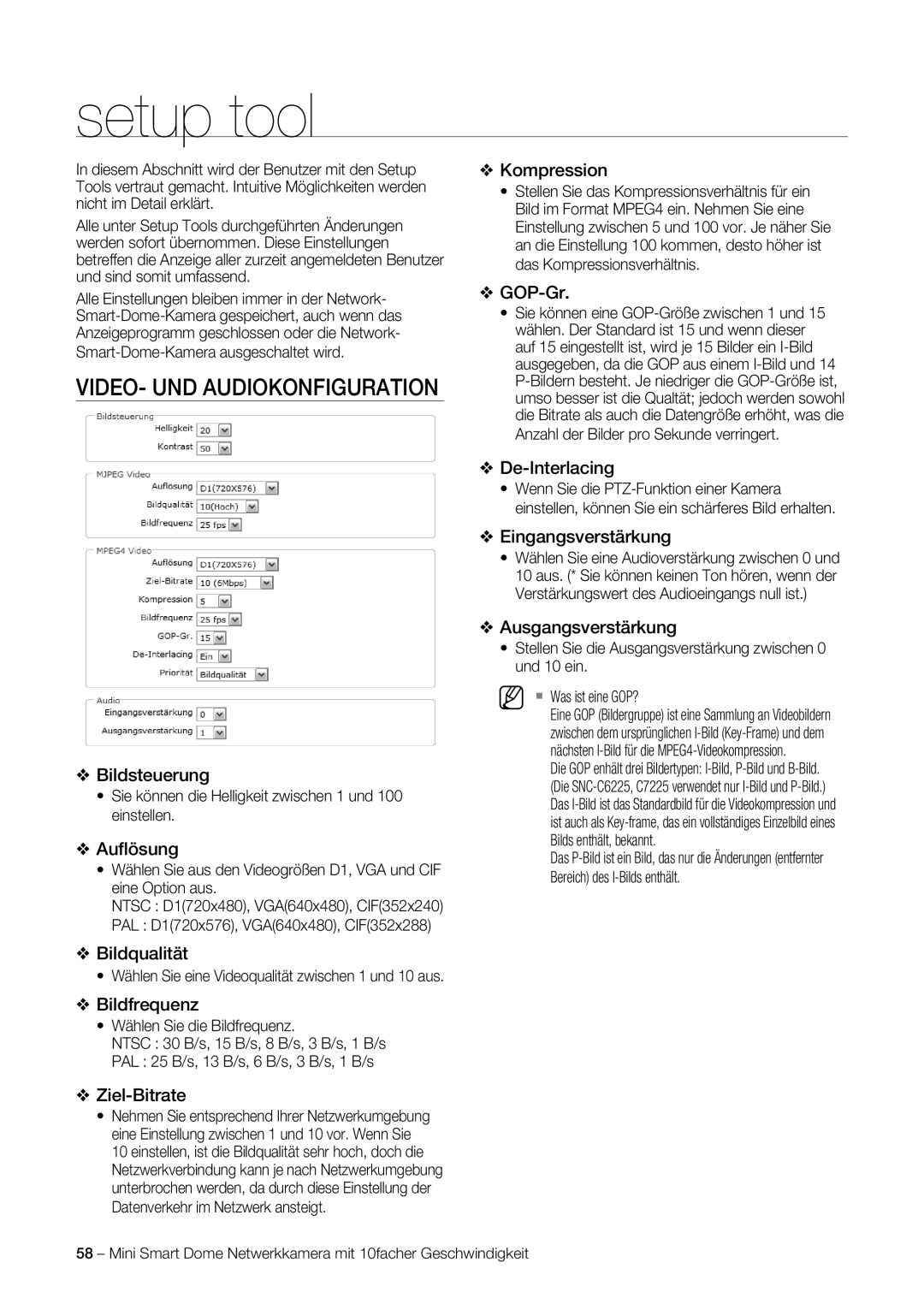 Samsung SNC-C6225P, SNC-C7225P manual VIDEO- UND Audiokonfiguration 