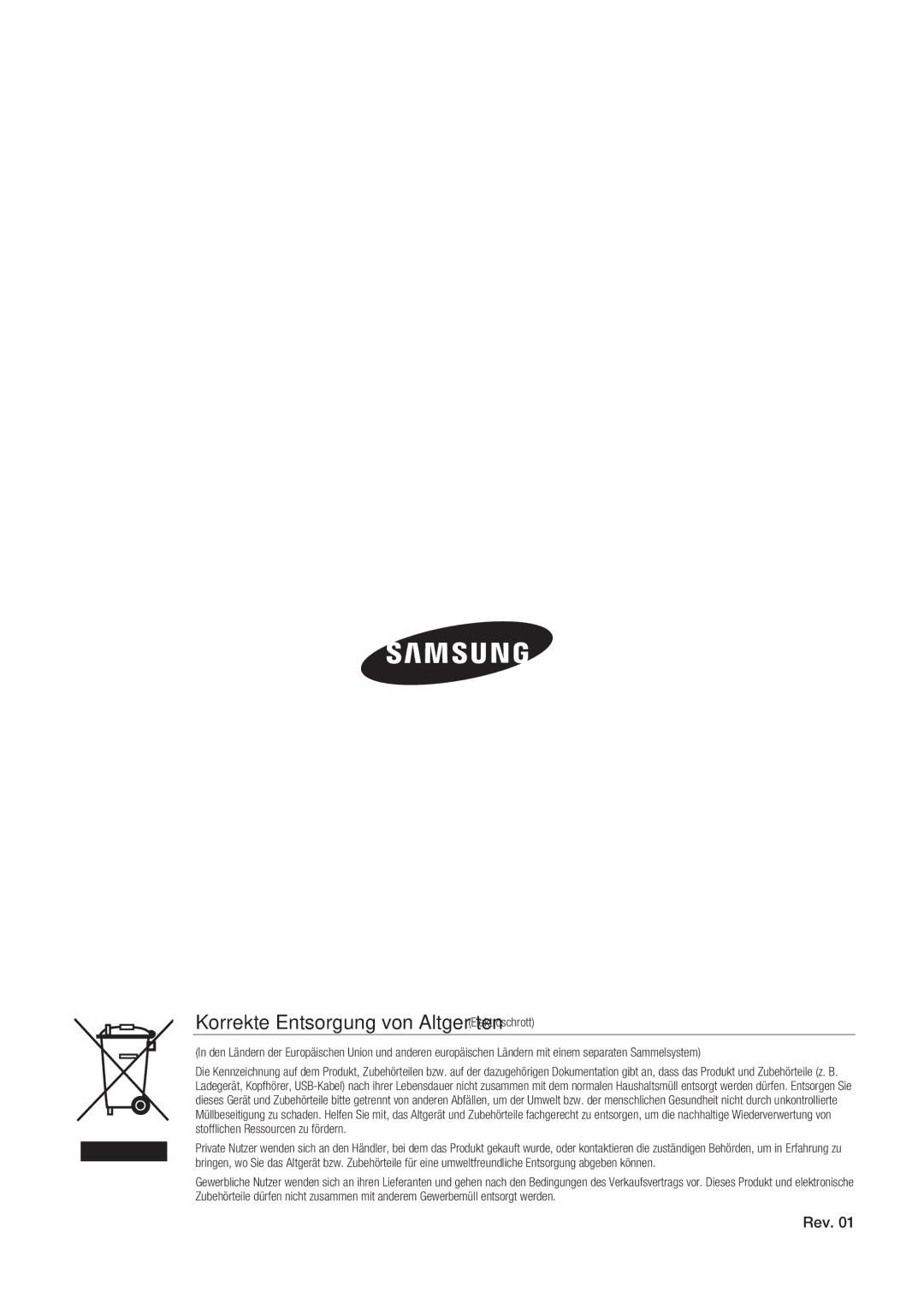 Samsung SNC-C6225P, SNC-C7225P manual Korrekte Entsorgung von Altgeräten Elektroschrott 