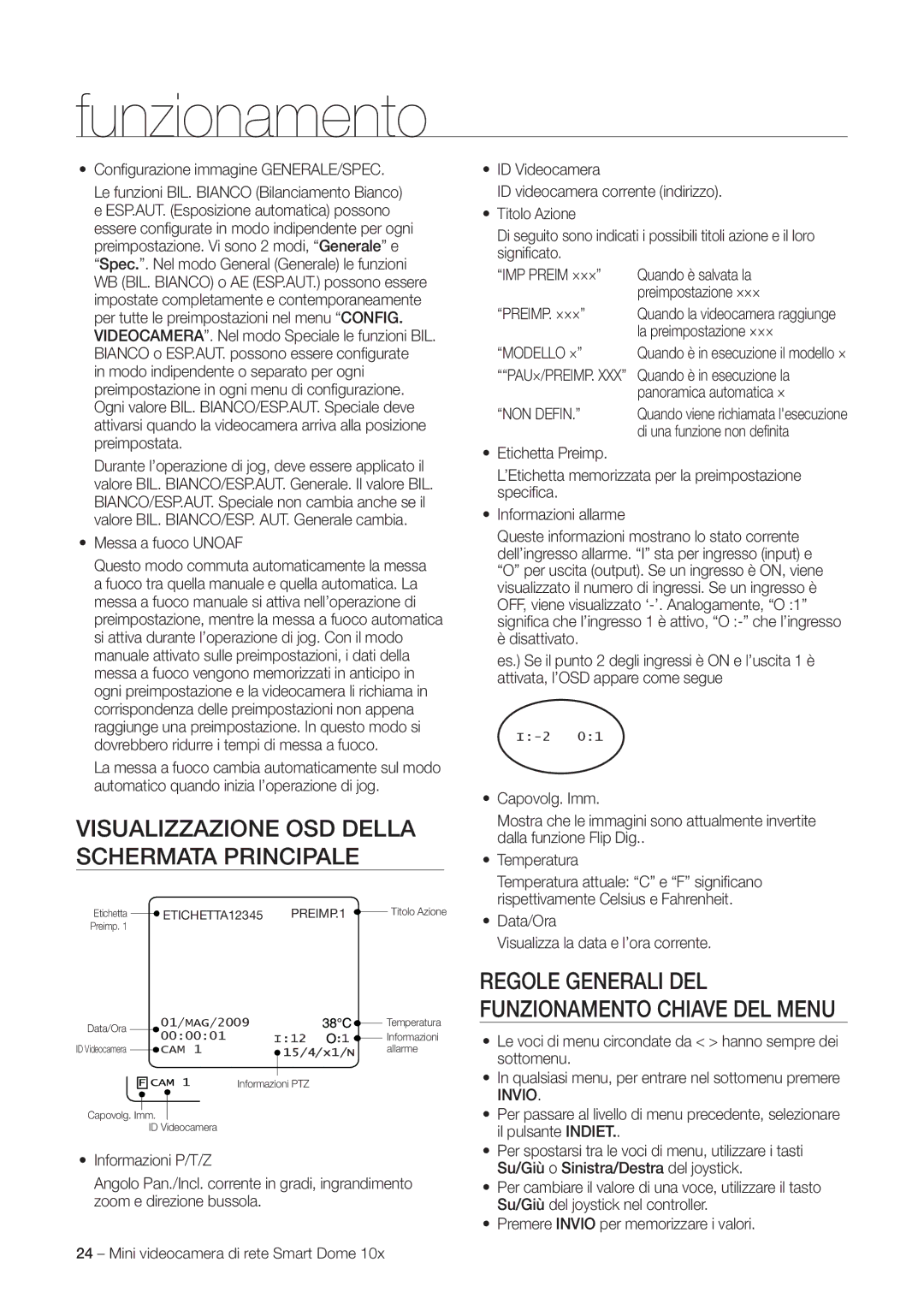 Samsung SNC-C6225P, SNC-C7225P Visualizzazione OSD Della Schermata Principale, IMP Preim ×××, Modello ×, NON Defin, Invio 