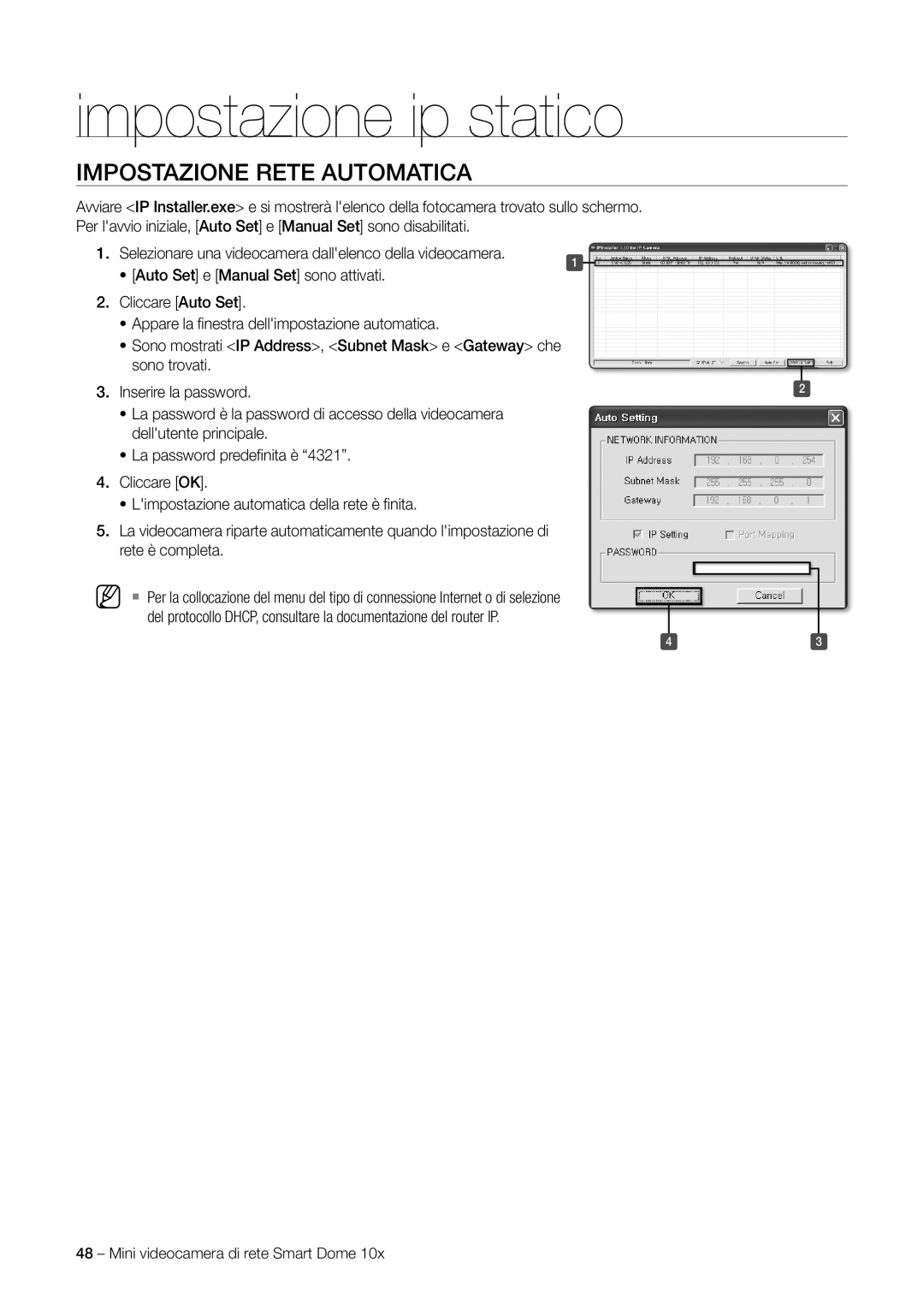 Samsung SNC-C6225P, SNC-C7225P manual Impostazione Rete Automatica 