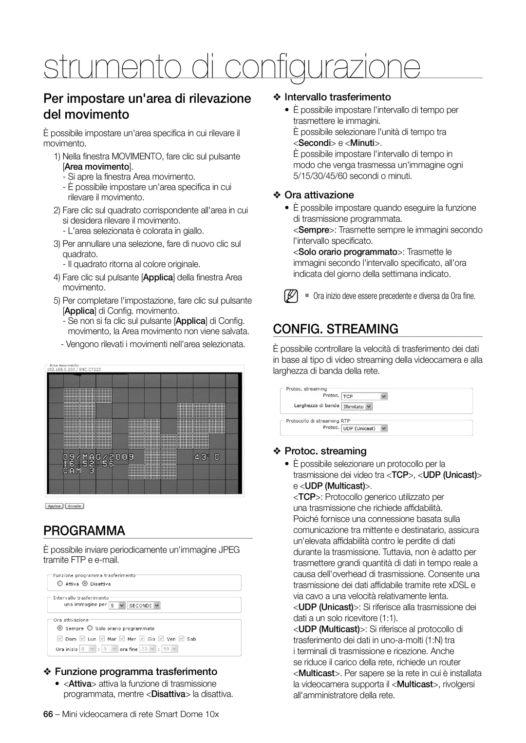 Samsung SNC-C6225P, SNC-C7225P Programma, CONFIG. Streaming, Funzione programma trasferimento, Intervallo trasferimento 