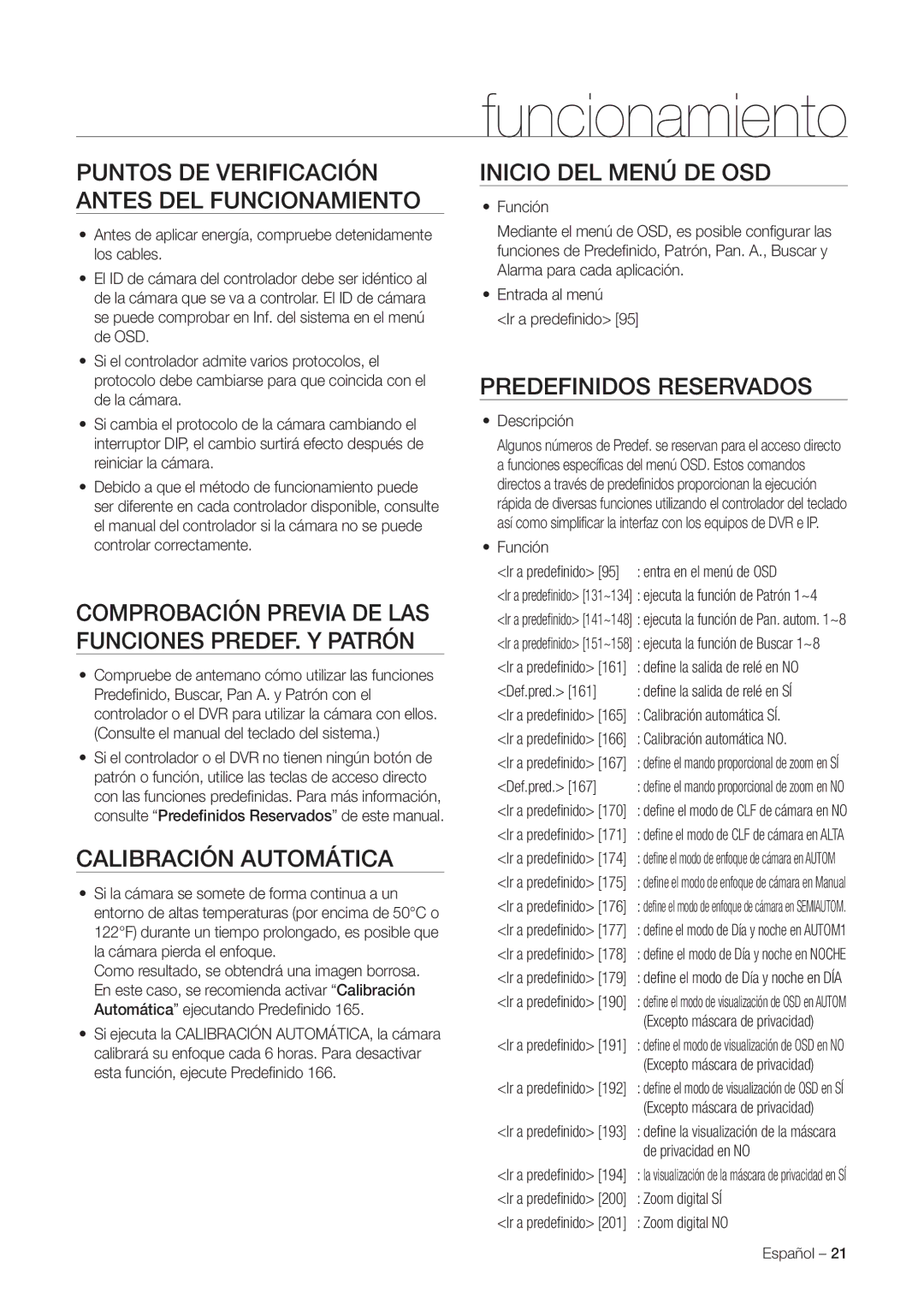 Samsung SNC-C7225P, SNC-C6225P manual Funcionamiento 