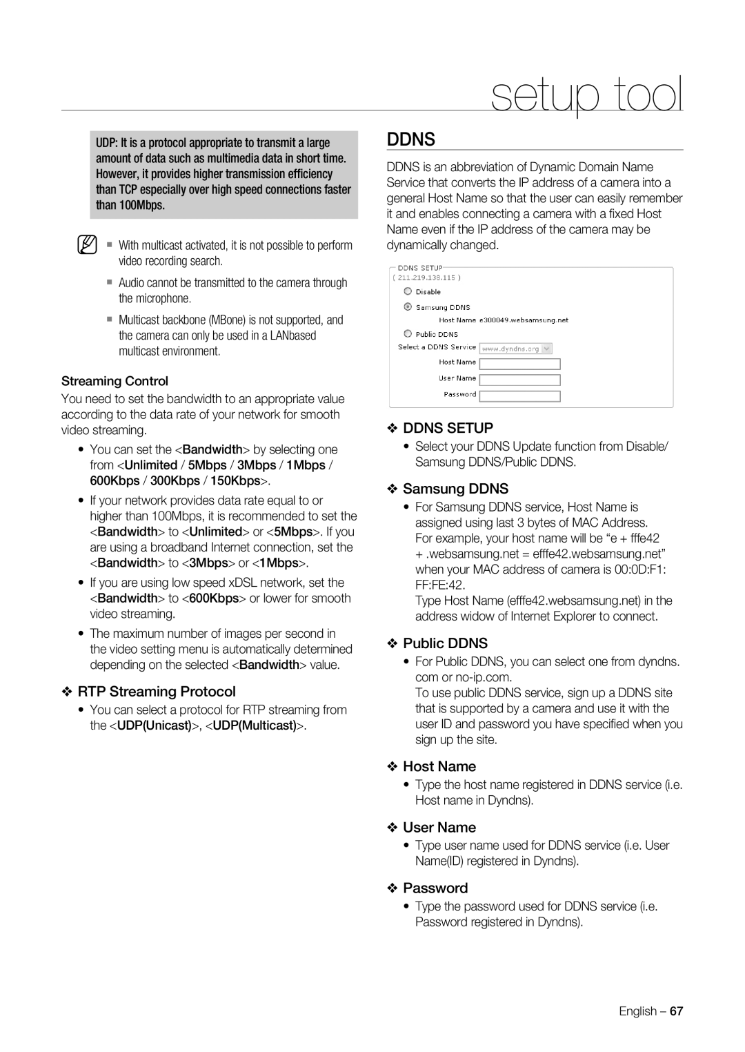 Samsung SNC-C6225, SNC-C7225 user manual Ddns 