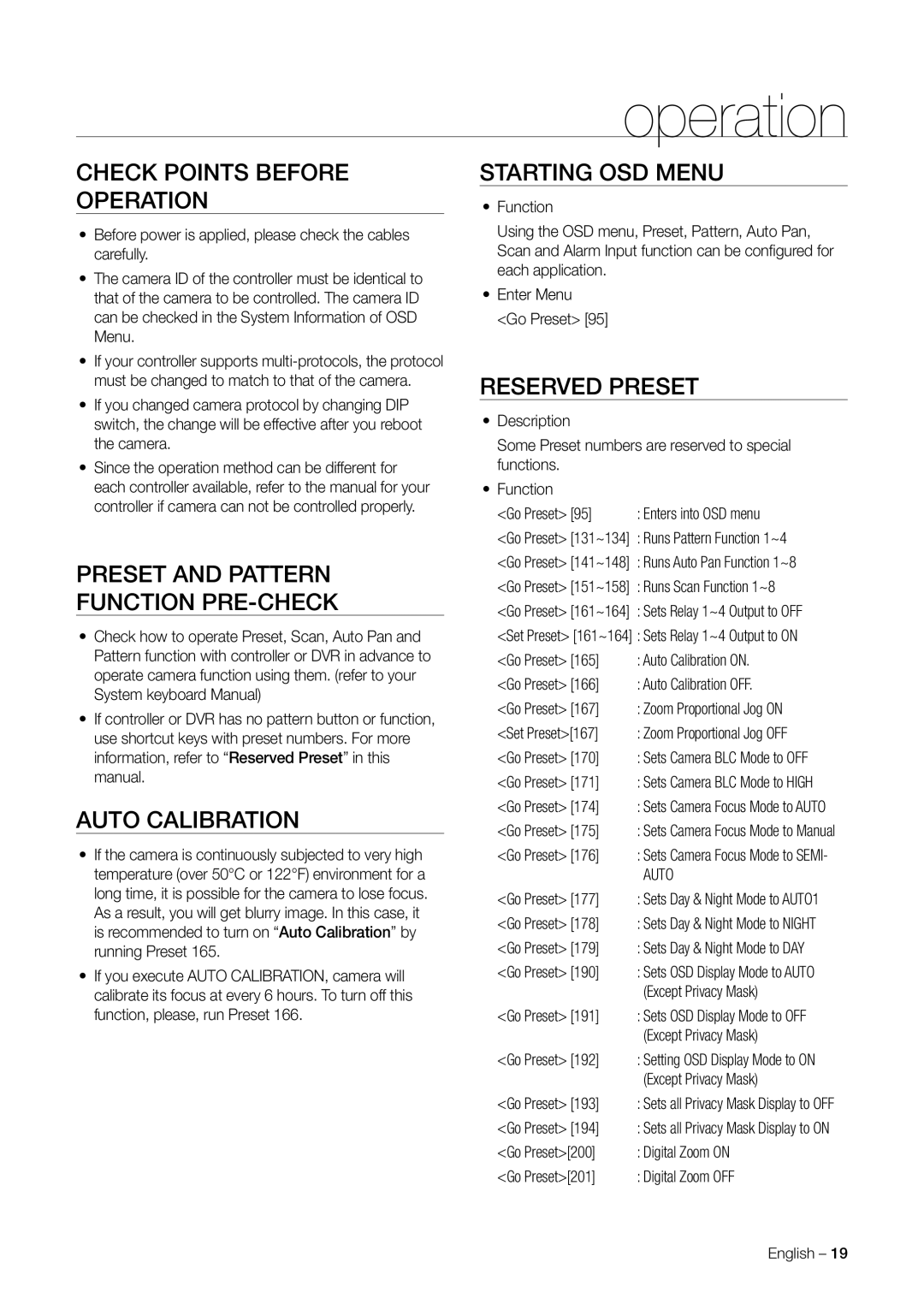 Samsung SNC-C7478 user manual Operation 