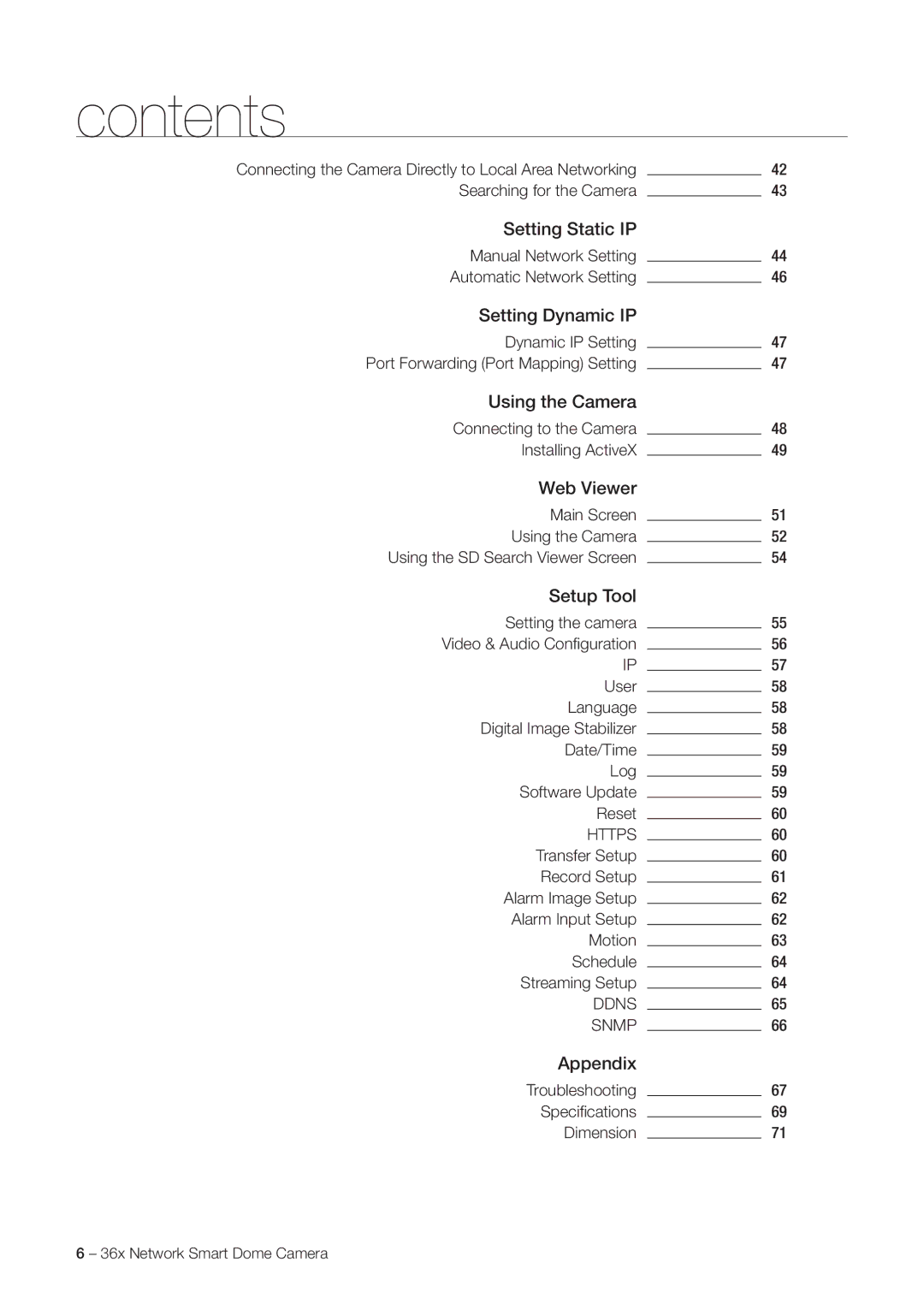 Samsung SNC-C7478 user manual Contents 