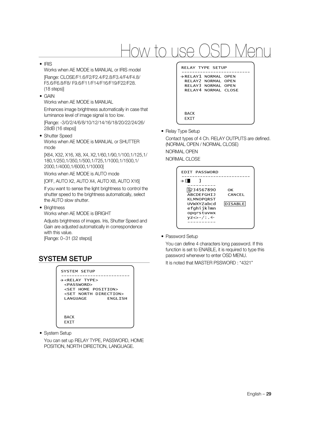 Samsung SNC-C7478P manual System Setup 