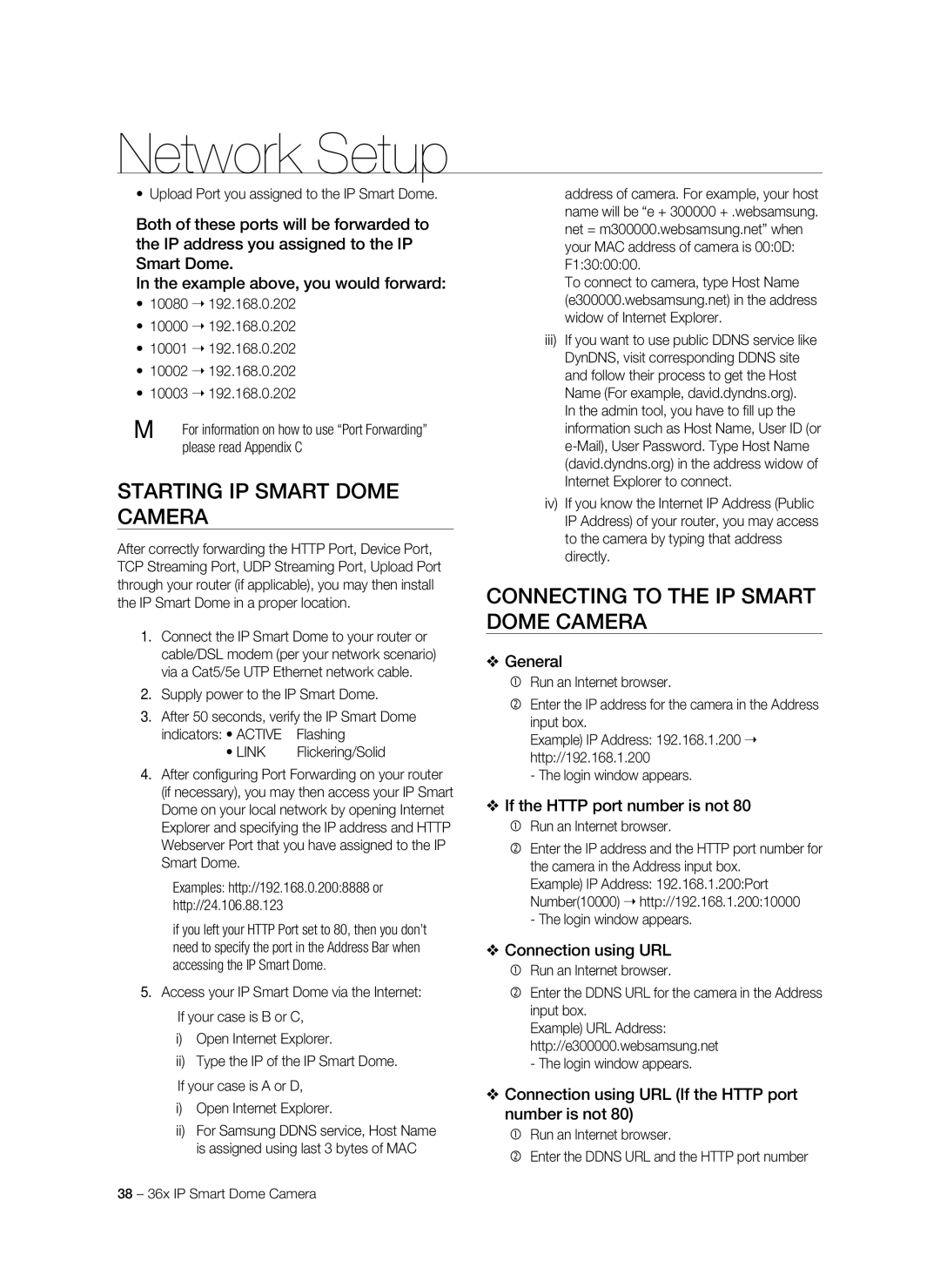 Samsung SNC-C7478P manual Starting IP Smart Dome Camera, Connecting To The IP Smart Dome Camera 