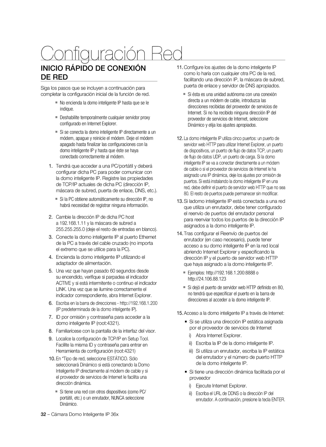 Samsung SNC-C7478P manual Configuración Red, Inicio rápido de conexión de red 