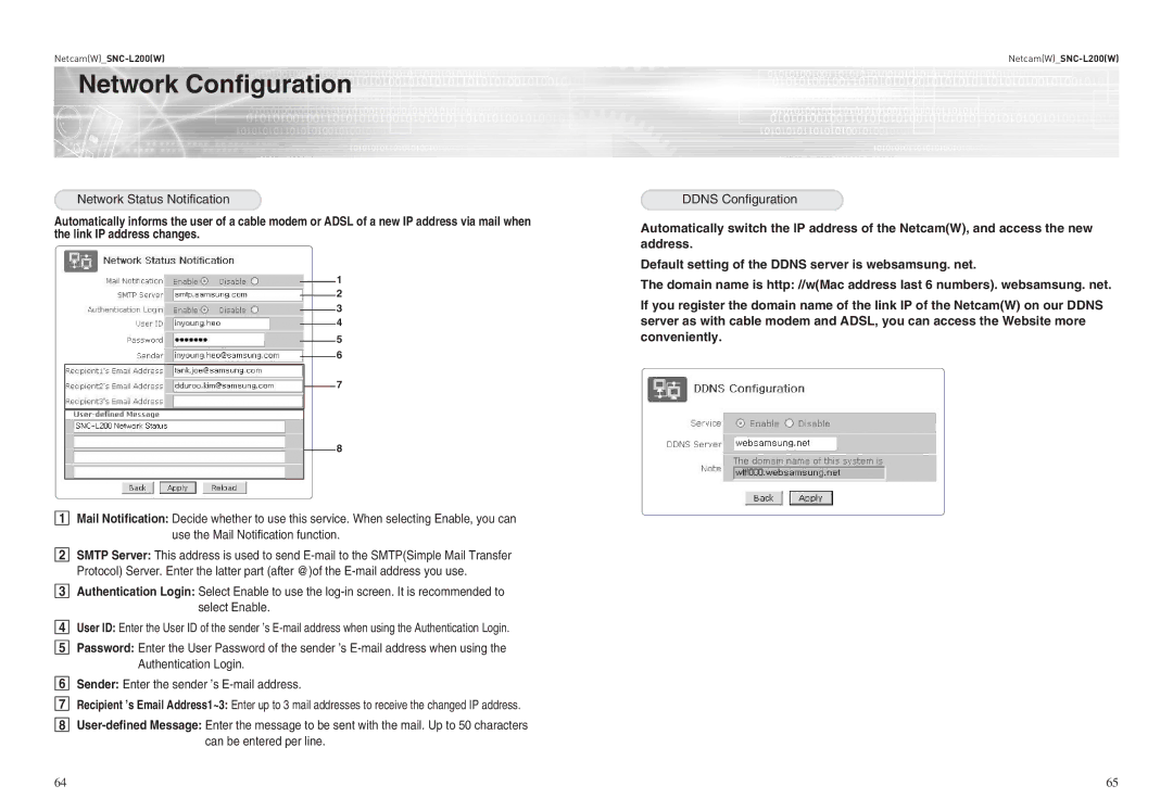 Samsung SNC-L200P manual Network Status Notification 