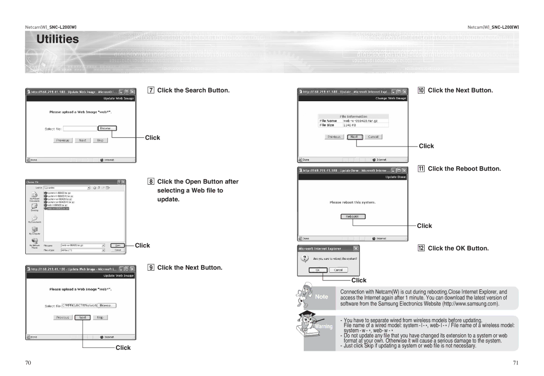 Samsung SNC-L200P manual Utilities 