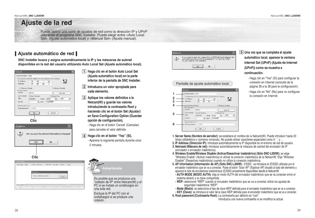 Samsung SNC-L200P manual Ajuste de la red, Ajuste automático de red, UPnP como se muestra a, Continuación 