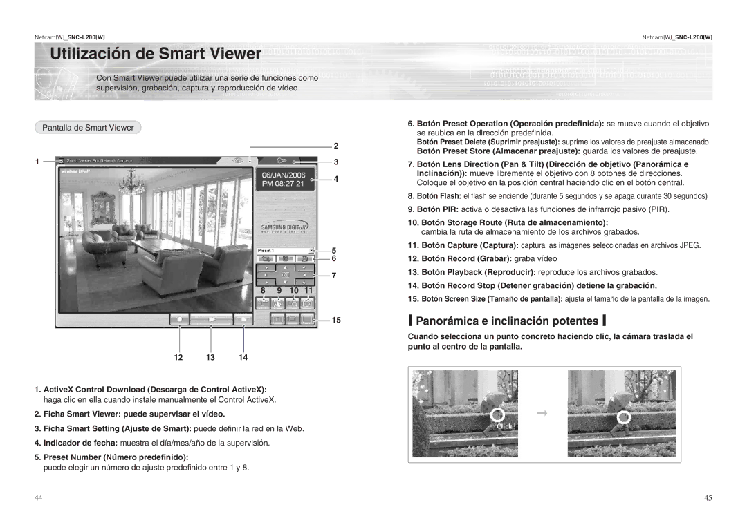 Samsung SNC-L200P Utilización de Smart Viewer, Botón Storage Route Ruta de almacenamiento, Botón Record Grabar graba vídeo 