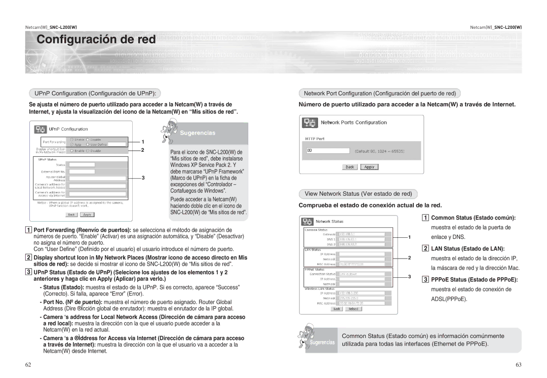 Samsung SNC-L200P manual Enlace y DNS, LAN Status Estado de LAN 