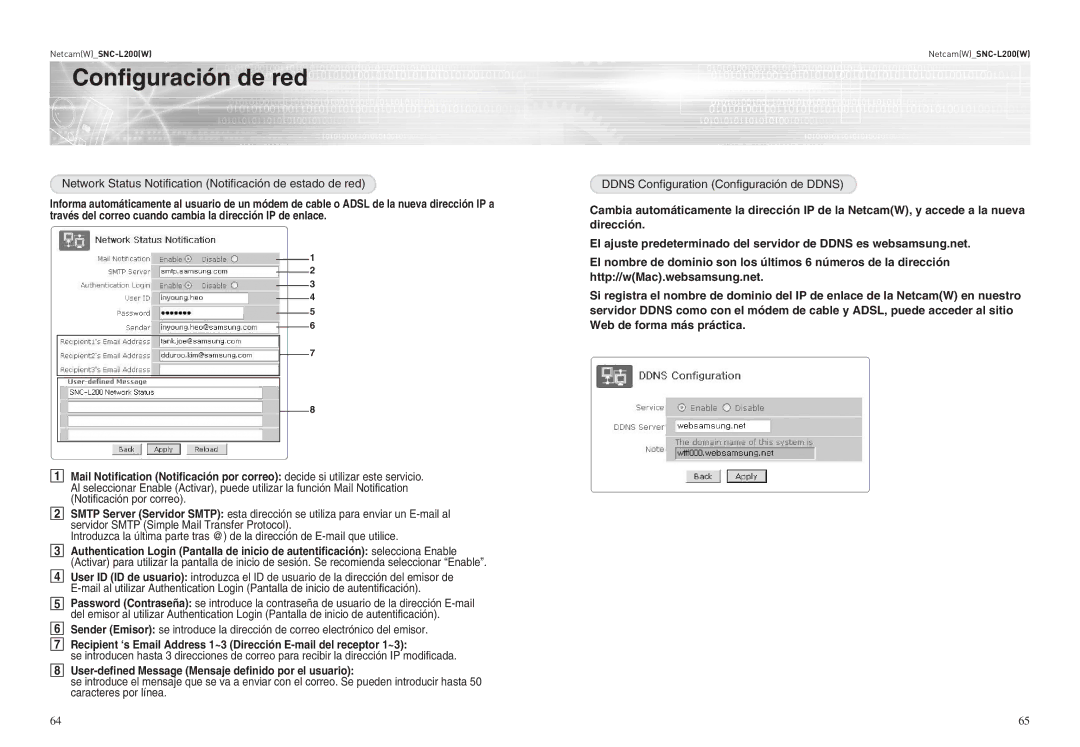 Samsung SNC-L200P manual Network Status Notification Notificación de estado de red 