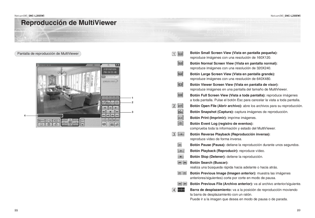 Samsung SNC-L200P manual Reproducción de MultiViewer 