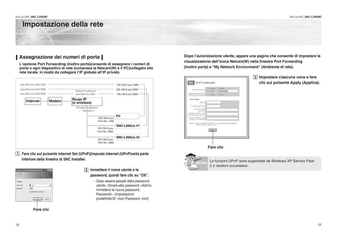 Samsung SNC-L200P manual Assegnazione dei numeri di porta, Versioni successive 