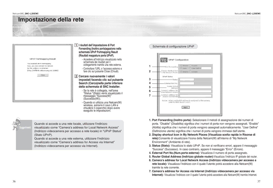 Samsung SNC-L200P manual Impostazione della rete 