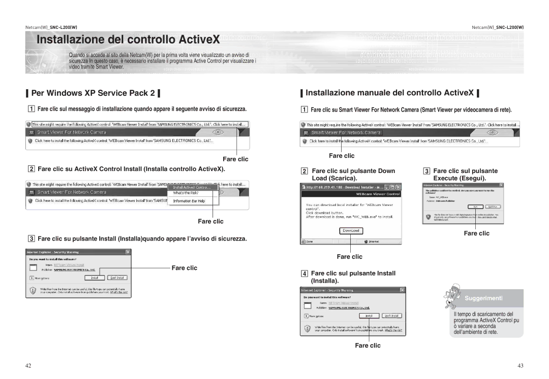 Samsung SNC-L200P Per Windows XP Service Pack, Installazione manuale del controllo ActiveX 