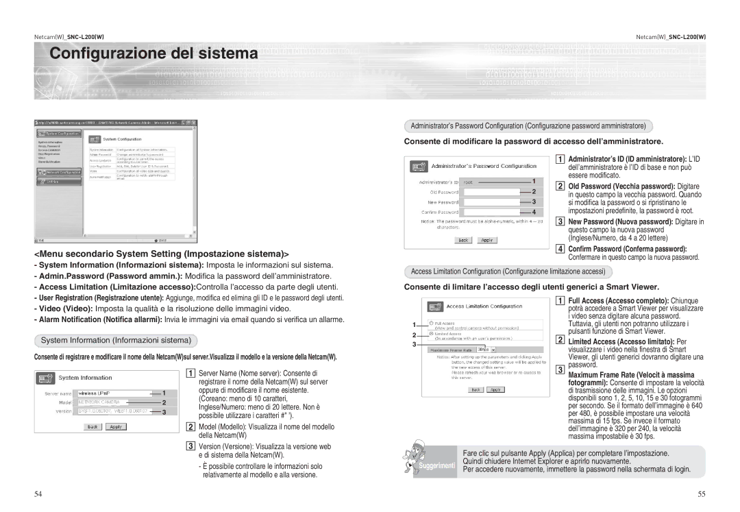 Samsung SNC-L200P manual Configurazione del sistema, Menu secondario System Setting Impostazione sistema, Essere modificato 