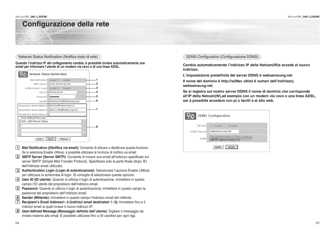 Samsung SNC-L200P manual Ddns Configuration Configurazione Ddns 